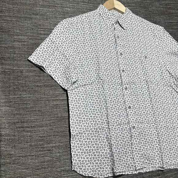 Age Of Wisdom Shirt Men's Small White Paisley Short Sleeve Button Up Modal - Picture 4 of 13